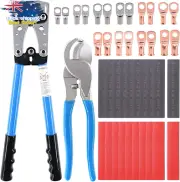 Wire Crimper Tool, 42 Pcs, 10-1/0 AWG, Cable Lug Crimper, with Cutter, Lugs