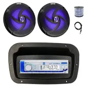 Dual Marine Radio, Spa Bezel,Adapter,Antenna,Wire, 2x 8'' 320W LED Black Speaker