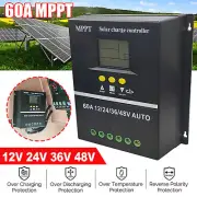 MPPT 60A LCD Display Solar Charge Controller 12V/24V/36V/48V Solar Charger New