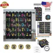A-Z Alphabet Pattern Blackout Curtains - Perfect for Kids' Bedrooms & Nurseries