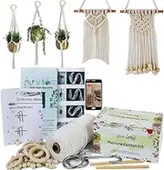 Beginners Macrame Kit for Adults,Featuring 3mm Macrame Cord,Wooden Beads,Rings,Instruction Book.All Accessories You Need to Make Macrame Plant Hanger,Macrame Wall Hanging Adults Craft Kit