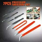 Tweezer Set 7 pc for Crafts, Hobbies, Electronics Precision Professional Tools