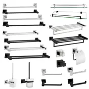 SUS304 Bathroom Towel Rail Rack Hook Toilet Brush Paper Holder Accessory Black Chrome