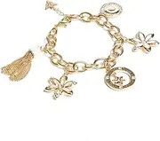 [GUESS] Women's Pink and Gold Tone Charm Bracelet