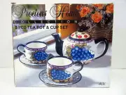 New Precious Home Collection Blueberry 5 piece Teapot & Cup Set 82117 Tea Pot