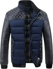 [Generic] Men's Stand Collar Winter Jacket Male Patchwork Slim Fit Thicken Quilted Jacket Man Casual Cotton Padded Warm Coat