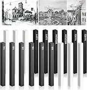 18Pcs Compressed Charcoal Square Strips Graphite Sketch Charcoal Pencil Set Soft/Hard/Medium, Create Sketches And Shadows Compressed Graphite Squares Suitable for Artists And Beginners