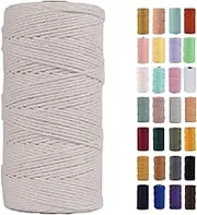 MAOQIAN Natural Macrame Cord 2mm x 220Yards,Colored Cotton Rope Colorful Cotton Cord Soft Craft Cord Twine for Wall Hanging Plant Hangers Crafts Decorative Projects