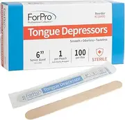 ForPro Professional Collection Senior Tongue Depressors, Large Wax Applicator Sticks, 6" Senior Sized, Sterile, Individually-Wrapped, 100-Count"
