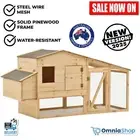 Wooden Cage Chicken Coop Rabbit Guinea Cage House Outdoor Hutch w/ Egg Box Ramp