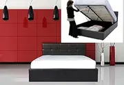 Istyle Chanelle King Gas Lift Ottoman Storage Bed Frame Pu Leather Black