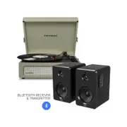 Crosley Voyager Bluetooth Portable Turntable - Sage + Bundled Majority D40 Bluetooth Speakers - Black