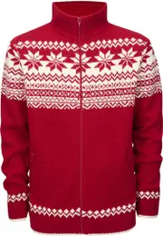 Brandit Norweger Zip Pullover, white-red, Size L for Men White Red