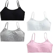 [FUIPVGI] 4 Pack Girls Bra, Crop Tops for Girls,Cotton Training Crop Bras Seamless Sports Underwear,Crop Top Bra for Girls Kids