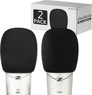 Geekria for Creators Foam Windscreen Compatible with Sennheiser MK 4, MK 8, TLM 103 Microphone Antipop Windshield, Mic Wind Cover, Sponge Foam Filter (Black / 2 Pack)
