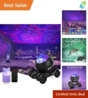 Rechargeable Star Projector with Dimmable LED & Bluetooth Sound - Art Deco Style