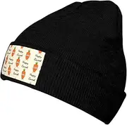 [WURTON] Happy Carrot Print Beanie Hats for Women Men Warm Knit Hat Winter Knitted Beanie Stretch Fashion Cap