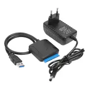 USB to Sata Data Cable, 2.5/3.5 Inch USB3.0 Easy Drive Cable Sata Hard Disk Adapter Cable(EU Plug) Black