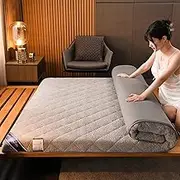 Thick Futon Mattress Japanese Folding Roll-up Mattress, Portable Camping Mattress Plush Single Double Full Size Mattress(Grey,180 * 200cm)