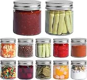 ComSaf Mason Jars with Airtight Metal Regular Lids(8oz/250ml), Sealed Clear Glass Canning Jars with Wide Mouth for Spices, Honey, Jam, Jelly, Ideal for Wedding Favors, Baby Shower Favors, Set of 12