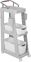 Storage unit, Multi functional mobile storage boxes with wheels for kitchen living room desk (3 Tier Grey)