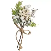 Christmas Artificial White Frosty Berry, Snowflake Spray Stem Picks 24cm