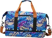 Oshhni Travel Duffle Bag with Adjustable Shoulder Strap Convenient Lightweight Tote Bag Carry on Overnight Bag for Exercise Workout, Blue