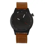 Creative Men Leather Strap Simple Back Aperture Pattern Dial Needle Quartz Watch