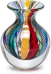 Cá d'Oro Small Glass Vase Hippie Colored Canes Hand Blown Murano-Style Art Glass - Model Nº 3