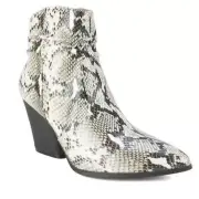 Seven Dials Ankle Booties Women size 5.5M Silver, Halsey Boots, Snake Skin Print