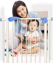 Safety Gate,Walk Through Guard Railing Isolation Door Bar Pet,Play Yard Protection Grille, for Stairs Guardrail (Color : Blue, Size : Width 118-125cm)