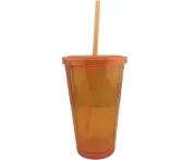 Double Wall Tumbler with And Straw, Plastic Tumbler Cups, Reusable Iced Coffee Tumblers, Clear Tumblers