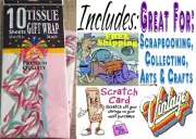 10 VNTG candy cane&pink tissue sheets/gift wrap 4scrapbooking&crafts+gift