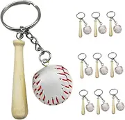 TOKIDNY 10pcs Mini Baseball Keychain Durable Wooden Bat Pendants for Unique Sports Memorabilia for Baseball Goodie Bags and Backpacks Lightweight and Stylish Accessories