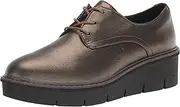 [Clarks] Women's Airabell Tye Oxford, Bronze Metallic Textile, 8.5 Narrow