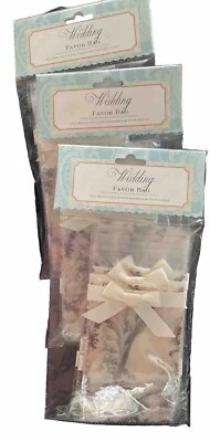 30 Cellophane Favor Bags ~ Botanic Print Vellum, Ivory Ribbon NEW Wedding Shower