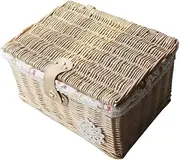 LWLYLCHBM Wicker Storage Boxes with Lids Woven Straw Yarn Storage Basket Organizer for Home-Woodcolor-m