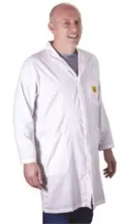 RS Pro ESD DISSIPATIVE UNISEX LAB COAT Closure Button, White- Size S, M Or L