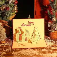 在飛比找Yahoo!奇摩拍賣優惠-【現貨】創意3d紙雕立體聖誕賀卡 手工節日祝福鏤空卡片批發聖