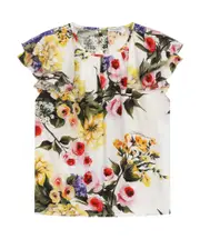 Dolce Gabbana Kids Giardino-Printed Ruffled Blouse 8Y,4Y,12Y,12,10Y White
