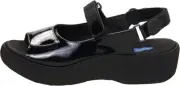 WOLKY Women's JEWEL Hook & Loop Ankle Strap Sandal, Black Patent, Size EU 40