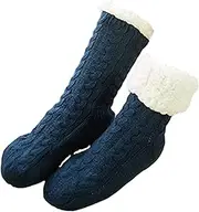 [Generic] Winter Indoor Non Slip Thermal Socks Floor Socks Soft Thick for Ladies Girls Casual Plush Slipper Socks Leg Warmers for Home, Dark Grey