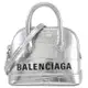 BALENCIAGA 巴黎世家 639766 品牌鱷魚紋超迷你兩用貝殼包.銀