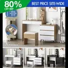 ALFORDSON Dressing Table Stool Set Makeup Mirror Vanity Desk Side Cabinet