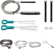 Jakia CPAP Tube Hose Cleaning Brush Kit 7 ft Strong Flexible Spring Body with Double Brush Heads Each 8.7" and 6.7“ Diameters Plus Two 7" Handy Brushes, 2 Bandage Ties and 2 Hose Bushing