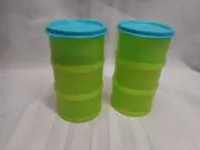 Tupperware Stackable Ice Cream Sandwich Containers GREEN Set of 6 Lids