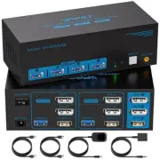 8K@60Hz HDMI Displayport KVM Switch 3 Monitors 2 Computers 4K@120Hz Triple Monit