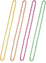 [Rumyve] Colorful Neon Multi-Beaded,4pcs Mardi Gras Beaded Necklace Beaded Necklace,Glitter Plastic Beaded Necklace Costume Mardi Gras 80's Retro Disco Party, One Size, Plastic, Pearl