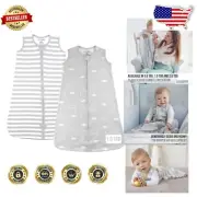 Organic Cotton Baby Sleep Sack 1.0 TOG - Breathable Wearable Blanket 2-Pack