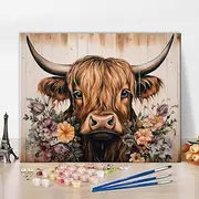 TUMOVO Paint by Numbers for Adults Beginner Highland Cow Paint by Number Vintage Adult Paint by Number Kits On Canvas DIY Acrylic Painting for Adults Kids Paint by Number Home Decor, 16"x20"